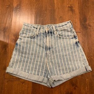 h&m striped denim shorts